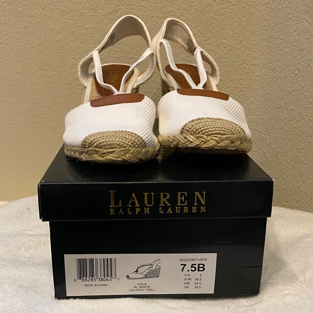 Lauren Ralph Lauren Cream and Brown Espadrilles